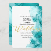 Airy Blue Turquoise Watercolor Wedding Modern Einladung (Vorne/Hinten)