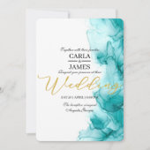 Airy Blue Turquoise Watercolor Wedding Modern Einladung (Vorderseite)