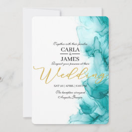 Airy Blue Turquoise Watercolor Wedding Modern Einladung
