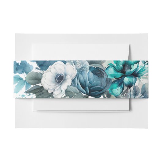 Airy Blue und Aquamarin Peony Rustic Wedding Einladungsbanderole (Vorderseite Beispiel)