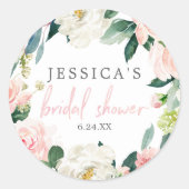 Airy Blush Floral Brautparty Gefallen Stickers (Vorderseite)