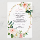 Airy Blush Floral Wedding Willkommensreise Programm (Vorderseite)