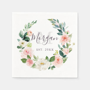 Airy Blush Monogram Wedding Napkin etabliert Serviette