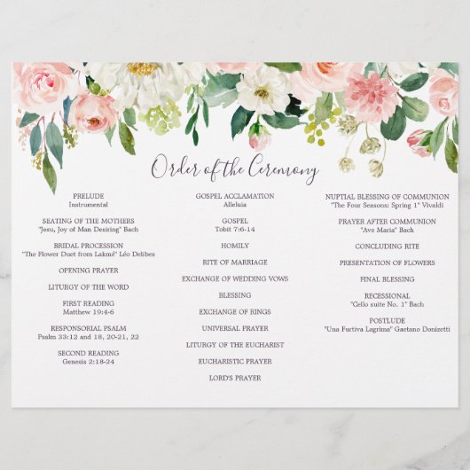 Airy Blush Tri-Fold-Hochzeitsprogramm Flyer (Hinten)