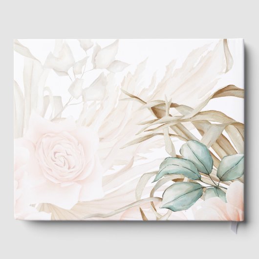 Airy BOHO Pampas Grass Light Peach Wedding Gästebuch (Rückseite)