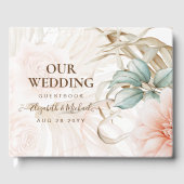 Airy BOHO Pampas Grass Light Peach Wedding Gästebuch (Vorderseite)