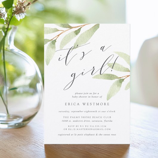 Airy Botanical Baby Shower Einladung