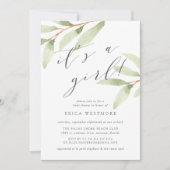 Airy Botanical Baby Shower Einladung (Vorderseite)