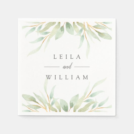 Airy Botanical | Personalisierte Hochzeit Serviette (Vorderseite)