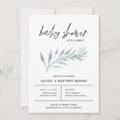 Airy Branch Boy Baby Shower Einladung (Vorderseite)