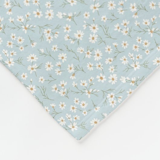 Airy Chamomile & Sky Blue Wildflower Meadow Fleecedecke (Ecke)
