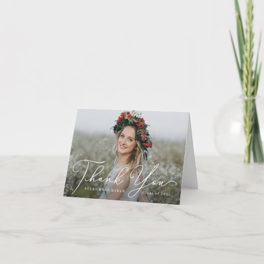 Airy Elegance EDITABLE COLOR Abschluss Vielen Dank Dankeskarte (Vorderseite)