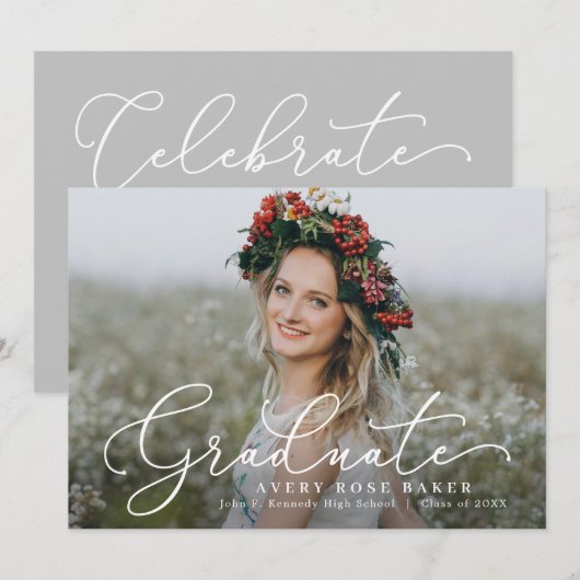 Airy Elegance EDITABLE FARBEN Abschluss Einladung (Vorne/Hinten)