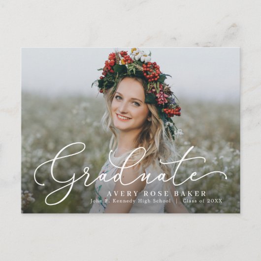 Airy Elegance EDITABLE FARBEN Abschluss Postkarte (Vorderseite)