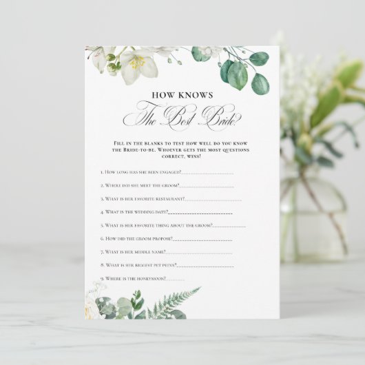 Airy Eucalyptus Greenery Boho Rustic Brautparty Einladung (Stehend Vorderseite)