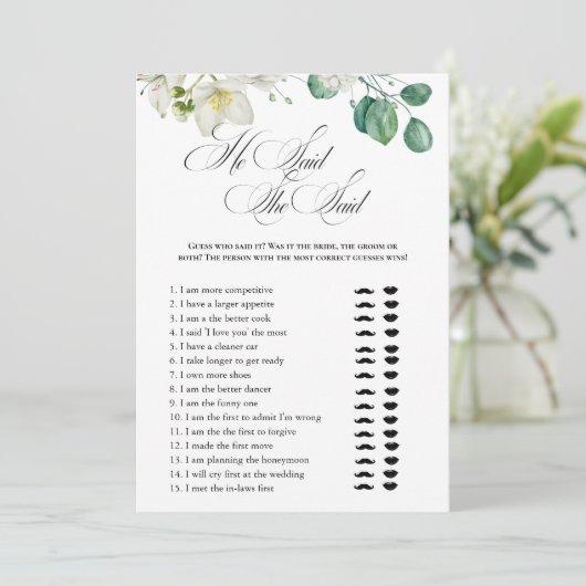 Airy Eucalyptus Greenery Boho Rustic Brautparty Einladung (Stehend Vorderseite)