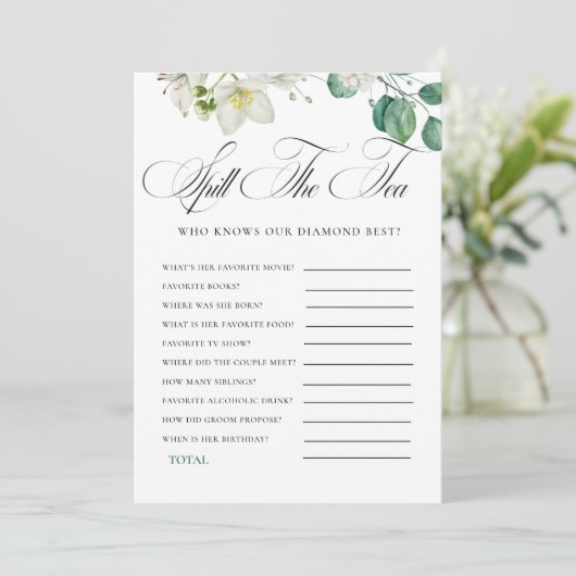 Airy Eucalyptus Greenery Boho Rustic Bridal Shower Einladung (Stehend Vorderseite)