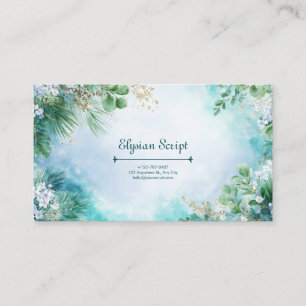 Airy Eukalyptus Aquamarin und Gold botanisch Visitenkarte