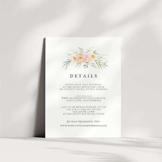Airy Floral Guest Information Card Begleitkarte