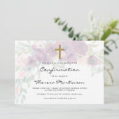 Airy Floral mit Kreuzbestätigung Einladung (Stehend Vorderseite)