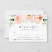 Airy Floral RSVP Card mit Speisekarte (Vorderseite)