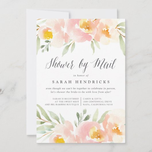 Airy Floral Virtual Baby oder Brautparty per Mail Einladung (Vorderseite)
