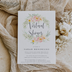 Airy Floral Wreath   Virtual Bridal oder Babydusch Einladung