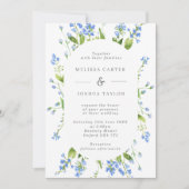Airy French Blue Floral Pill Frame Wedding Einladung (Vorderseite)