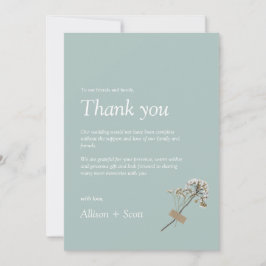 Airy Green Elegant Minimalistisch Hand Press Flora Dankeskarte