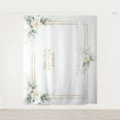 Airy Green White Blume Foto Prop Taufe Wandteppich (Vorderseite)