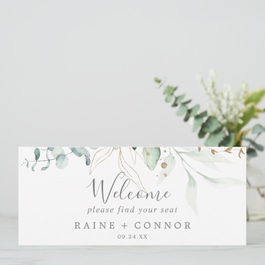 Airy Greenerity Hanging Seating Chart Welcome Head (Stehend Vorderseite)