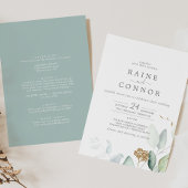 Airy Greenerity und Gold Leaf auf einer Hochzeit Einladung