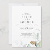 Airy Greenerity und Gold Leaf auf einer Hochzeit Einladung (Vorderseite)