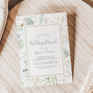Airy Greenerity und Gold Leaf Wedding Brunch Einladung