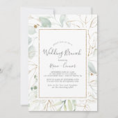 Airy Greenerity und Gold Leaf Wedding Brunch Einladung (Vorderseite)