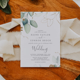 Airy Greenerity und Gold Leaf Wedding Einladung