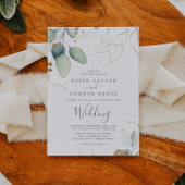 Airy Greenerity und Gold Leaf Wedding Einladung