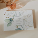 Airy Greenerity und Gold Leaf Wedding Gästebuch<br><div class="desc">Dieses luftige Gästebuch im Grünen und in Goldblättern ist perfekt für eine moderne Hochzeit. Das elegante botanische Design besticht durch helle und luftige Eukalyptusfarben in Aquarellfarbe,  die mit skurrilen goldenen Glitzer-Blätter besticht. Personalisieren Sie die Frontabdeckung mit den Namen der Braut und des Bräutigams und dem Hochzeitstag.</div>