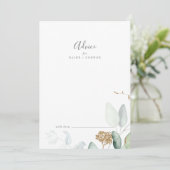 Airy Greenerity und Gold Leaf Wedding Hinweiskarte (Stehend Vorderseite)
