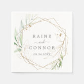 Airy Greenerity und Gold Leaf Wedding Serviette (Vorderseite)