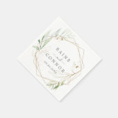 Airy Greenerity und Gold Leaf Wedding Serviette (Ecke)
