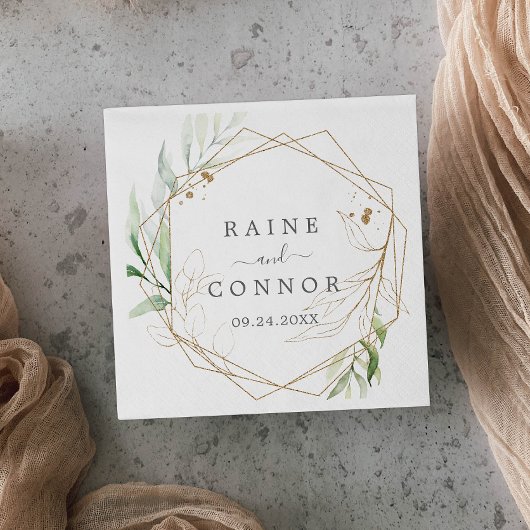 Airy Greenerity und Gold Leaf Wedding Serviette