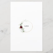 Airy Greenery Burgundy Floral Gold Wedding Menu (Rückseite)