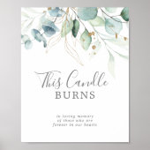 Airy Greenery Candle Burns Wedding Memorial Sign Poster (Vorne)