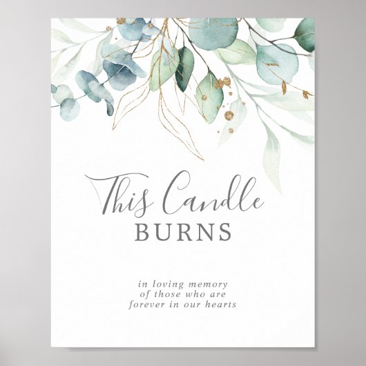 Airy Greenery Candle Burns Wedding Memorial Sign Poster (Vorne)