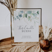 Airy Greenery Candle Burns Wedding Memorial Sign Poster