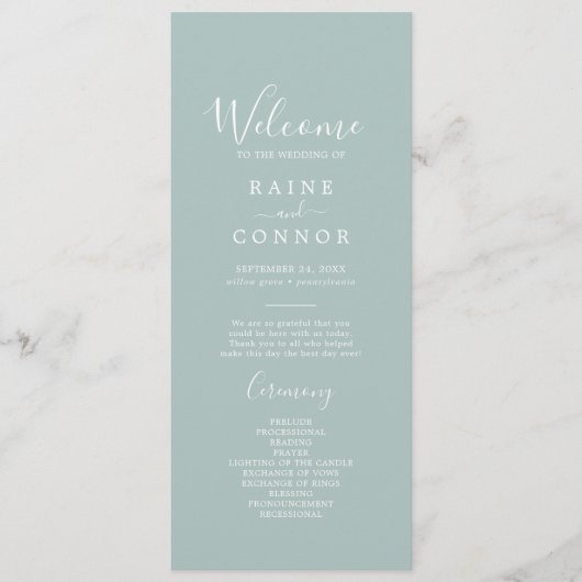 Airy Greenery Coordinate Wedding Program Programm (Vorderseite)