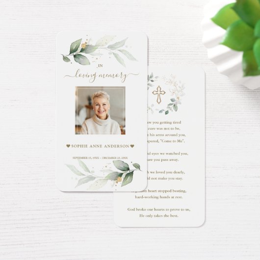 Airy Greenery Eucalyptus Foto Beerdigung Gebetskar (Schreibtisch)