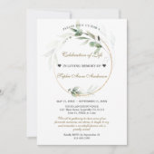 Airy Greenery Feier zum Gedenken an die Beerdigung Einladung (Vorderseite)