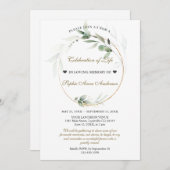 Airy Greenery Feier zum Gedenken an die Beerdigung Einladung (Vorne/Hinten)